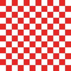 Bold red and white checkerboard seamless pattern vector. Perfect for backgrounds, digital papers, textiles, packaging, and modern graphic design projects.
