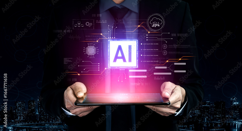 Aufkleber ai core technology presented with digital circuit connections, symbolizing ai systems, processing po