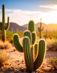 Golden Hour Desert Cacti in the Arizona Landscape