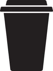 Tall coffee takeaway cup with lid silhouette icon, representing coffee, beverage, cafe, and on-the-go drink.