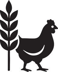 Wheat silhouette icon for poultry feed, representing agriculture, farming, livestock nutrition, and natural grain.