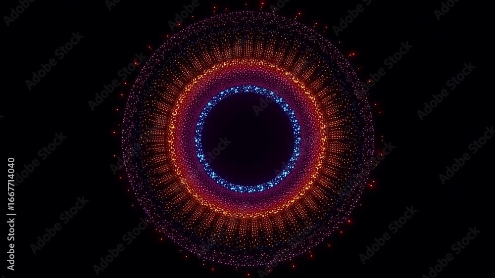 Aufkleber abstract glowing circle animation background with lights and particles for visuals art