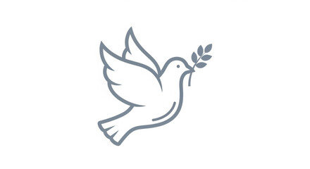 Naklejka premium Dove peace symbol vector illustration, flying bird with olive branch, hope and freedom concept icon design