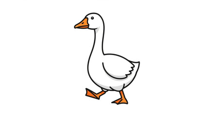 Fototapeta premium Cartoon goose illustration vector image for kids learning about farm animals and waterfowl drawing tutorial 100