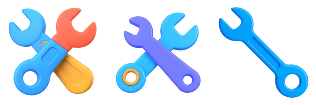 Colorful Tools Rendered On A Transparent Background