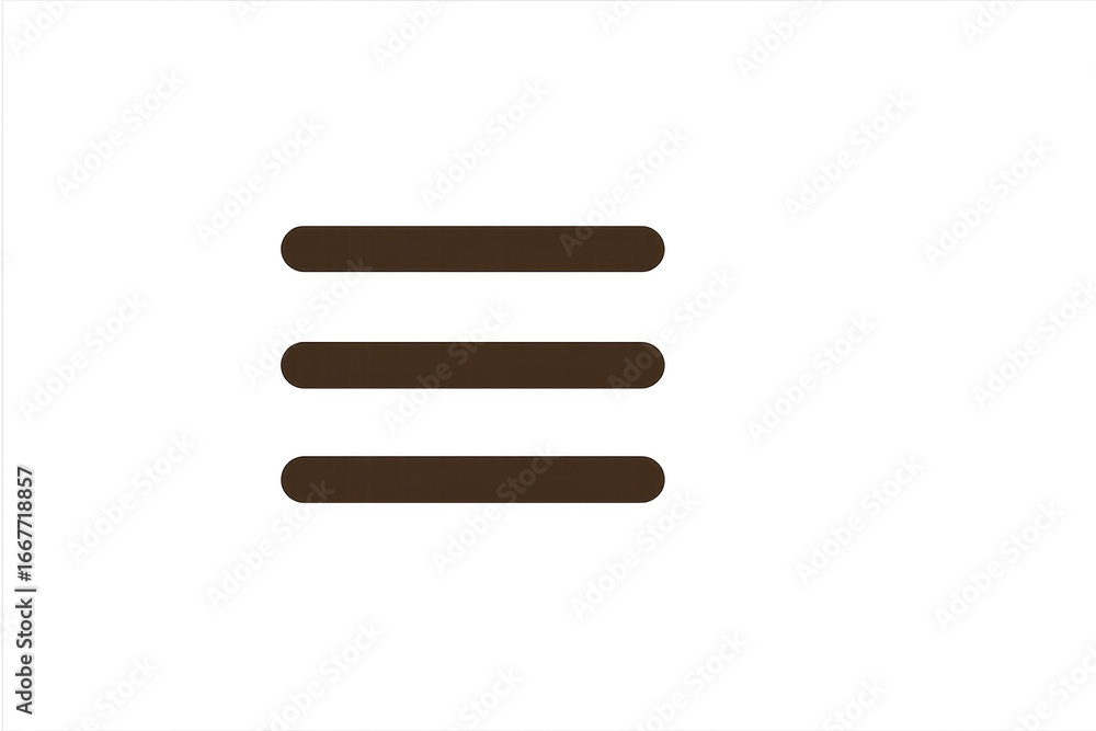 Poster brown menu icon showing three horizontal lines on transparent background