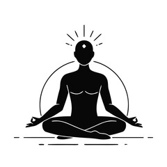 Silhouette meditation lotus pose spiritual illustration