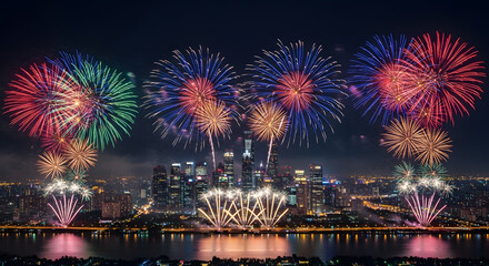 fireworks over the city