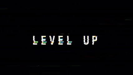 Level Up Glitch Text Animation. 4k Video  - Powered by Adobe