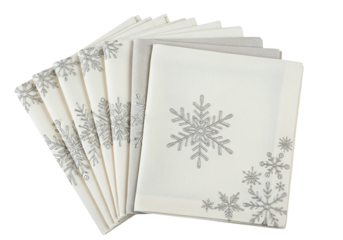 Snowflake patterned napkins isolated on transparent background