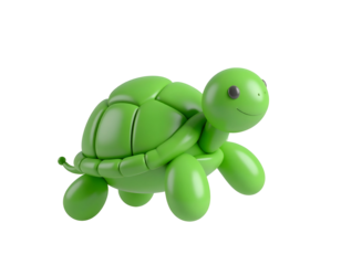 Cute Smiling Green Turtle Cartoon Character 3D Render Illustration Isolated on Black Background