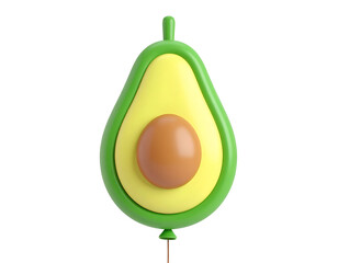Stylized 3D Halved Avocado Balloon Icon on Black Background