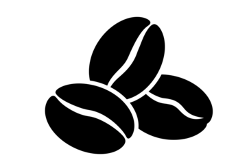 dark roasted coffee beans isolated on transparent background