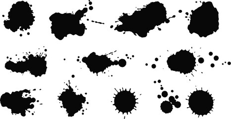 Black ink splatters and drips abstract graphic elements ink drip grunge