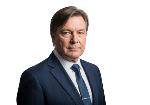 Professional headshot of mature businessman in suit, corporate portrait, isolated image for design assets isolated on transparent background - Powered by Adobe