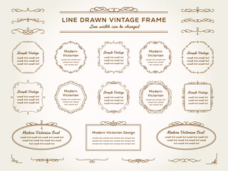 vintage frame set 11_sepia／線幅変更アレンジできるセピアのビンテージフレームとあしらい飾りのセット