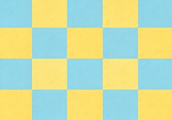 A cheerful checkerboard pattern featuring soft yellow and sky blue squares in a repeating grid layout