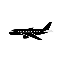 Airplane Silhouette Vector Graphic of a Passenger Aircraft for Transportation and Travel Concepts