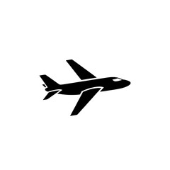 Airplane silhouette vector graphic. Commercial jet plane symbol for flight and aviation concepts