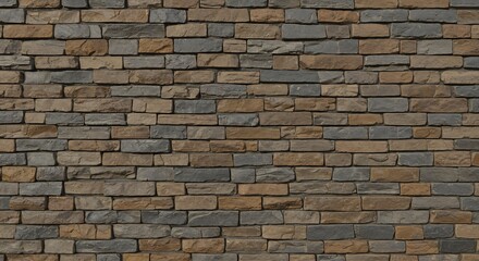 Obraz premium Closeup of a stacked stone wall rectangular stones in shades of brown and gray