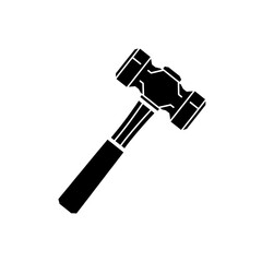 Black sledge hammer vector icon isolated on a white background, symbolizing strength, force, and manual labor in construction and industrial work