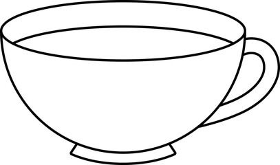 Line drawn teacup transparent PNG. Teacup vector illustration. Outlined teacup PNG. Teacup clip art. Teacup side view. Tea cup PNG. Tableware PNG.