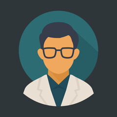 Scientist Icon – Flat Design Laboratory Researcher Symbol in Circle Background