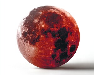 Fototapeta premium Crimson Celestial Sphere on White Background