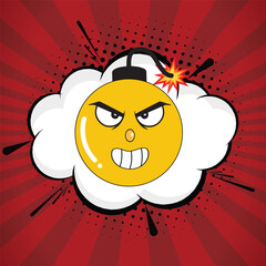 Comic pop art cartoon style with red background