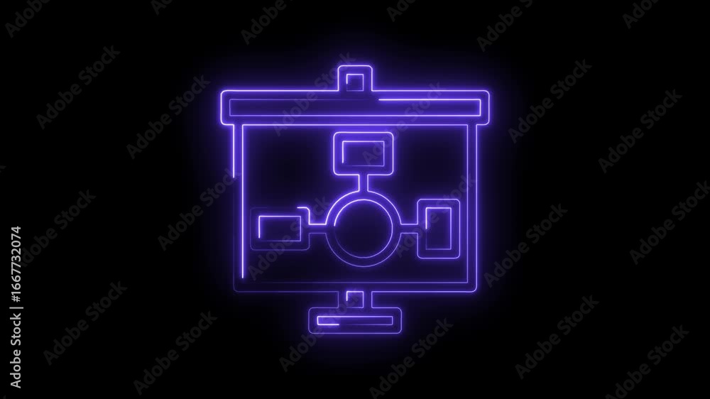 Poster glowing neon presentation board flowchart icon animation abstract technology concept video