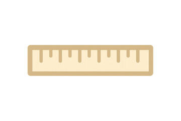 Wooden ruler icon measuring length on transparent background