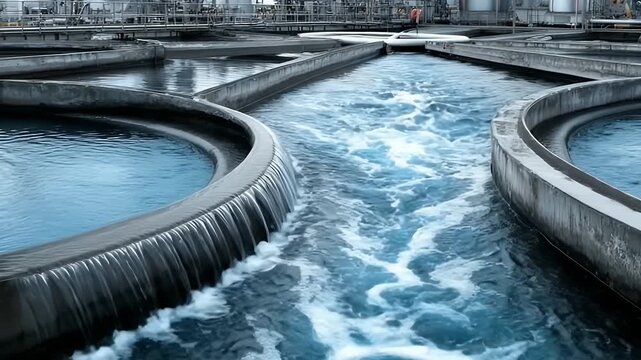 Industrial flow system with clear water and aerated filtration beds