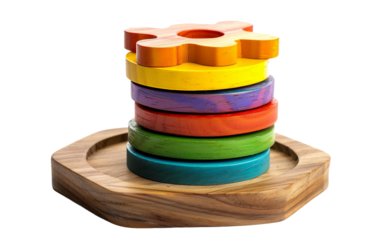 Montessori-Inspired Wooden Color Learning Stacker on white background