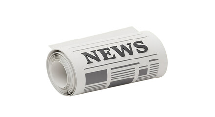 Rolled up Newspaper : A close-up of a rolled-up newspaper with the word 'NEWS' clearly displayed, representing information dissemination and current affairs. 