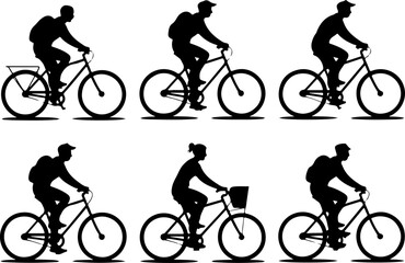 Obraz premium Mountain Biking Silhouette Collection