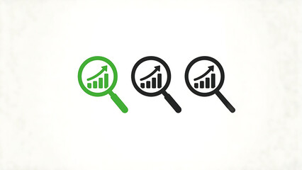 Analyze growth trends with magnifying glass icon