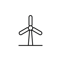 Black and white wind turbine line art icon energy renewable