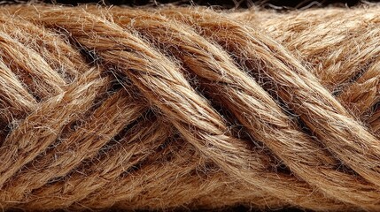 Ultra high resolution of raw jute fiber bundle showing coarse texture golden hue and visible weave suitable for natural fabric backgrounds or eco branding