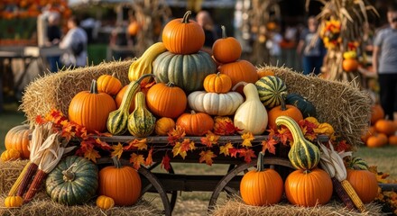 Vibrant autumn pumpkins on display, perfect for fall festivals and seasonal decor