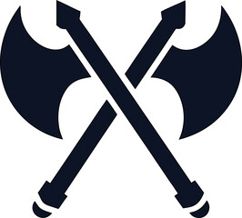 Cross Axe vector illustration, perfect for camping graphics, warrior crests, survival icons, and rustic lumberjack designs.