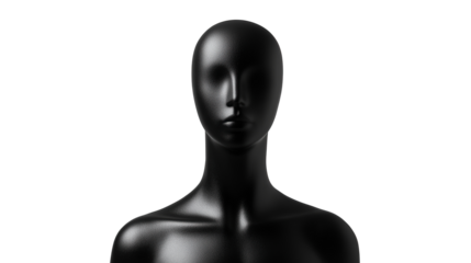 Black mannequin for displaying fashion products isolated on transparent background. PNG