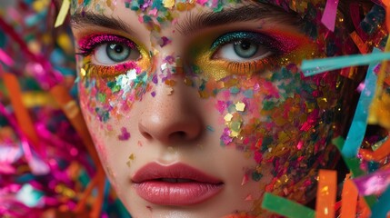 Naklejka premium Festive glitter confetti makeup for Christmas party