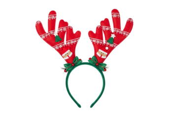 Christmas reindeer antlers headband isolated on transparent background