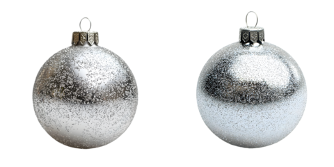 Silver frosted Christmas ornament featuring a delicate texture. Festive decoration brings a touch isolated on a transparent background