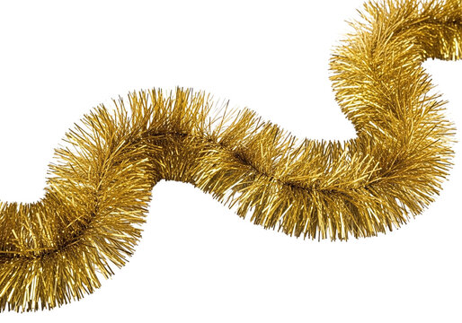 Gold tinsel garland isolated on transparent background - Powered by Adobe