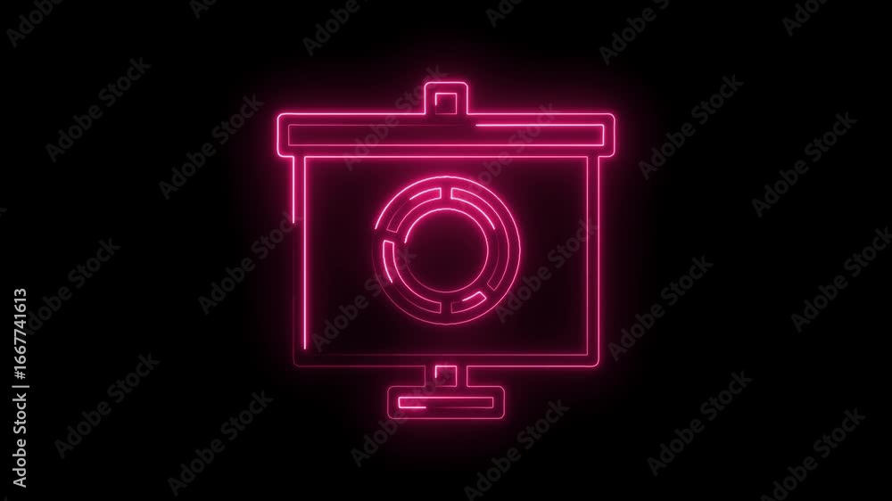 Aufkleber glowing neon presentation board with circular graph data visualization abstract technology