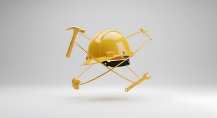 Yellow Helmet Drone Illustration for Labor Day