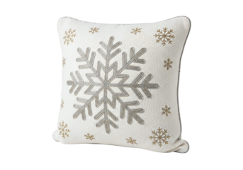 Decorative snowflake pillow isolated on transparent background