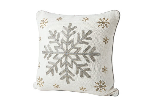 Decorative snowflake pillow isolated on transparent background