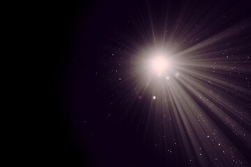 Radiant White Light Burst with Rays and Particles, Glowing Starburst with Shining Light Beams,...